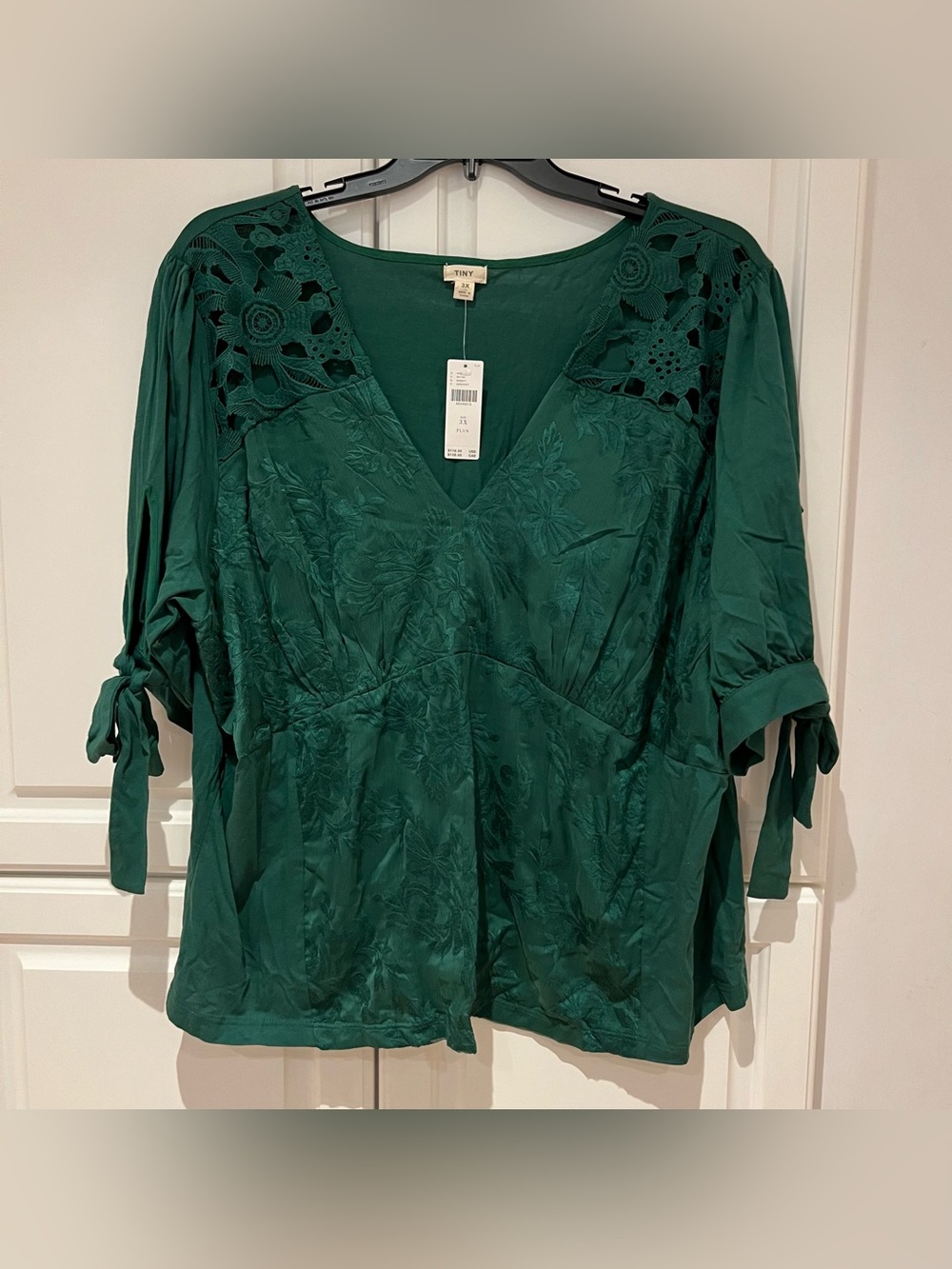 Tiny Ophelia Embroidered Top Anthropologie Plus Size 3X Emerald Green NWT